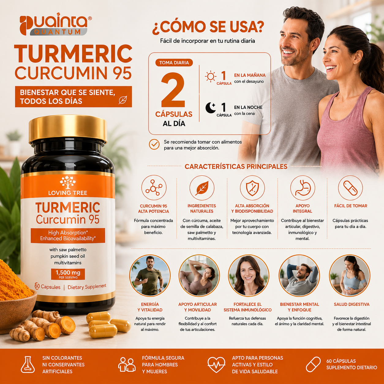 CurcuFlex – Turmeric Curcumin Premium para Desinflamar, Aliviar Articulaciones y Potenciar tu Bienestar Diario ✅